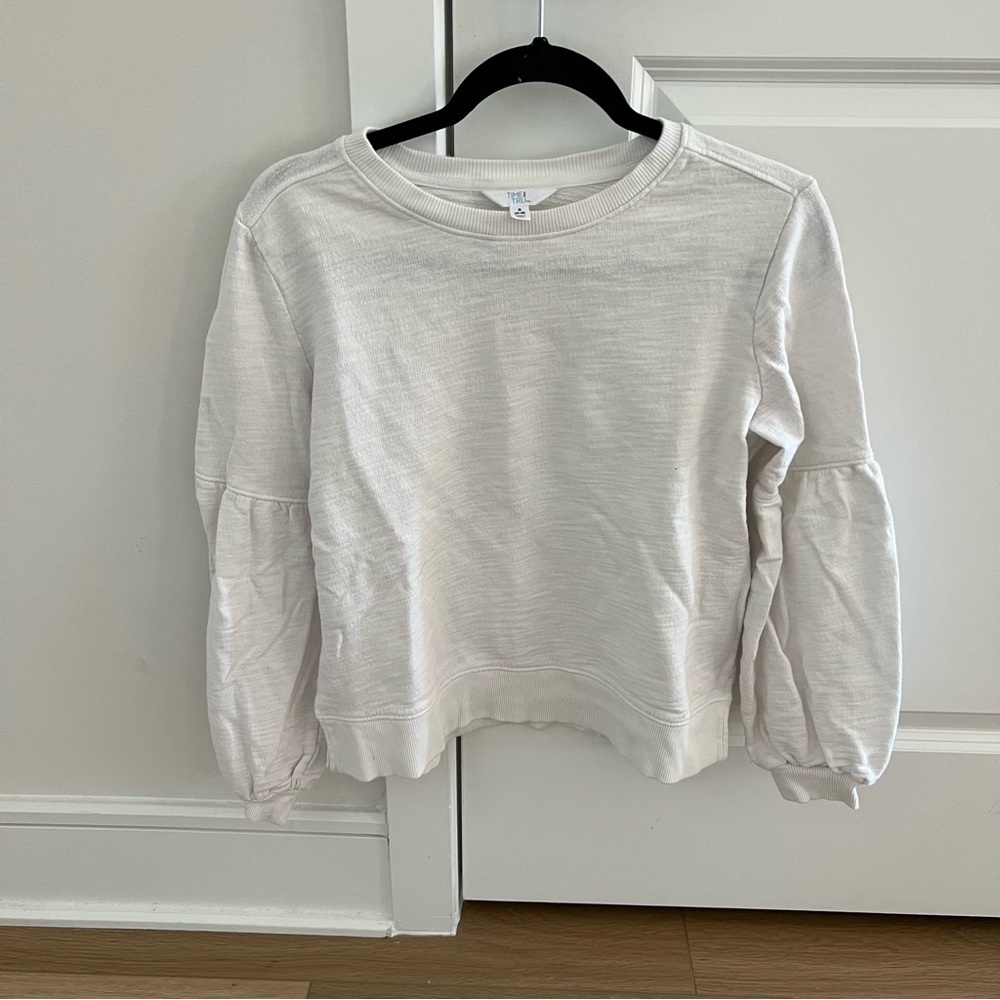 Cream Sweatshirt with Puff Sleeves